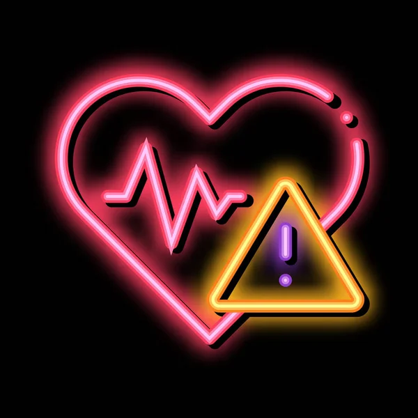 Вектор Неонових Сигналів Хвороби Серця Світло Яскрава Ікона Хвороба Серця — стоковий вектор