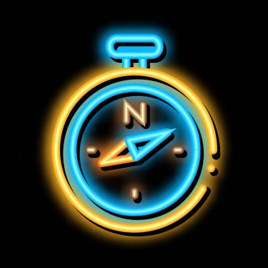 Pusula neon ışıklı simge resimlemesi