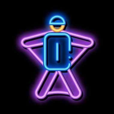Kayakçı neon ışıklı simge illüstrasyonu
