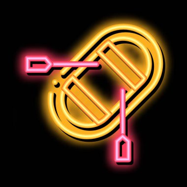 Kürekler neon ışıklı şişirilebilir tekne resimleme