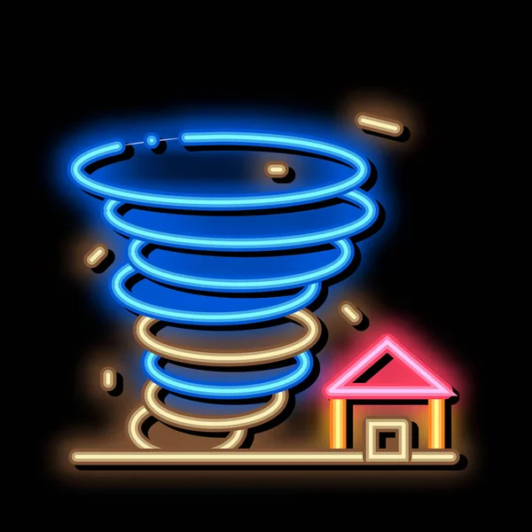 Tornado House Neon Light Sign Vector Glowing Bright Icon Tornado — Stock Vector