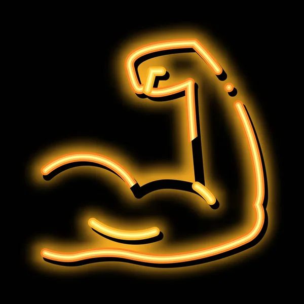 Arm Muscles Neon Light Sign Vector 아이콘 Arm Muscles Sign — 스톡 벡터