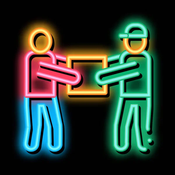 Parsel neon ışık işareti vektörünün aktarımı ve sayısı. Parlak simge Aktarımı ve Paket Sayısı tabelası. şeffaf sembol çizimi