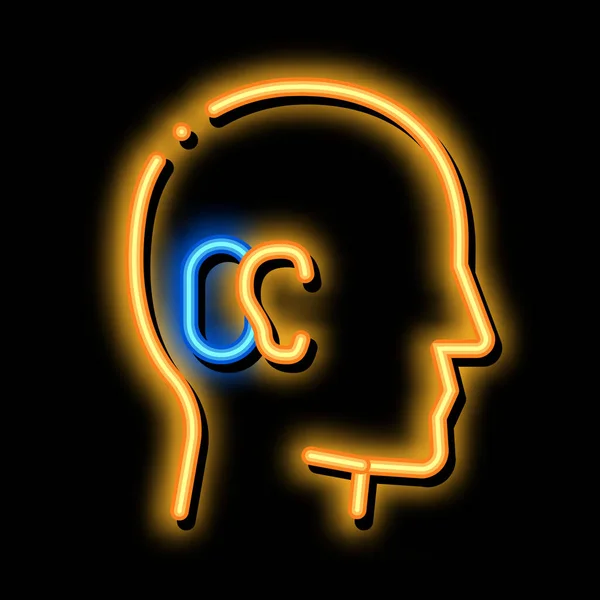 Ludzkie uszy neon świecące ikona ilustracja — Wektor stockowy