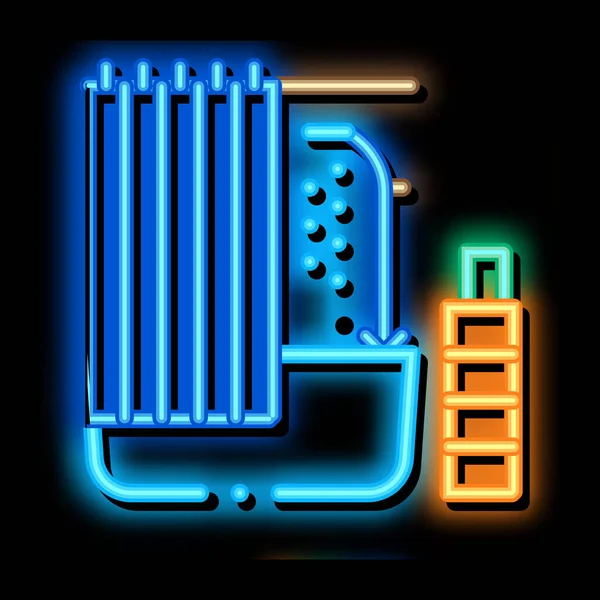 Badrum neon glöd ikon illustration — Stock vektor