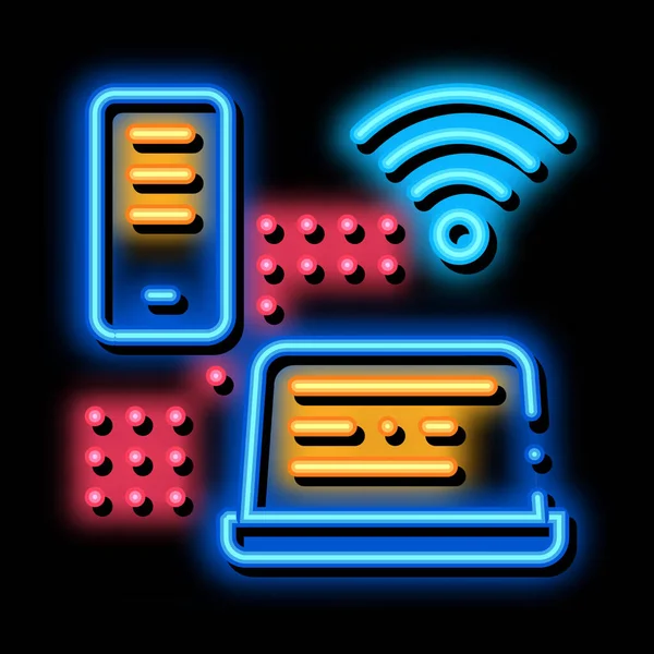 Rede Wi-Fi Espalha a ilustração do ícone de brilho de néon —  Vetores de Stock