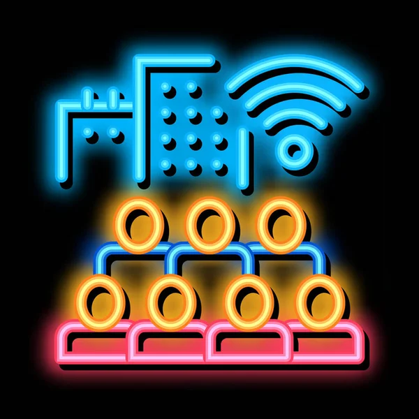 Invånare Anslut Wi-Fi neon glöd ikon illustration — Stock vektor
