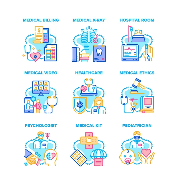 Medical Healthcare Set Icons Vector Illustrations — Stock Vector