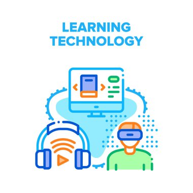 Çevrimiçi Öğrenme Teknolojisi Vektör Kavramsal Rengi