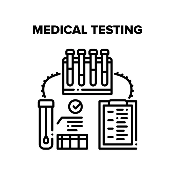 เวกเตอร์ห้องปฏิบัติการทดสอบทางการแพทย์ ภาพวาดสีดํา — ภาพเวกเตอร์สต็อก
