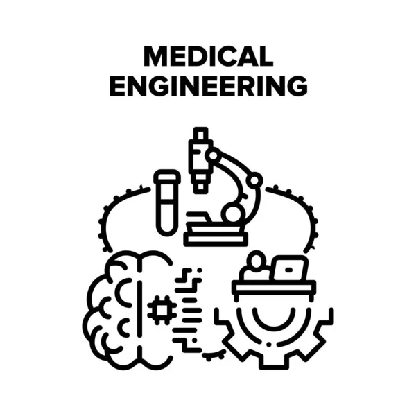 เวกเตอร์กระบวนการวิศวกรรมการแพทย์ ภาพวาดสีดํา — ภาพเวกเตอร์สต็อก