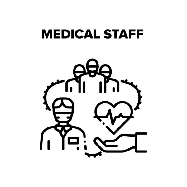 Vecteur de consultation du personnel médical Illustration noire — Image vectorielle
