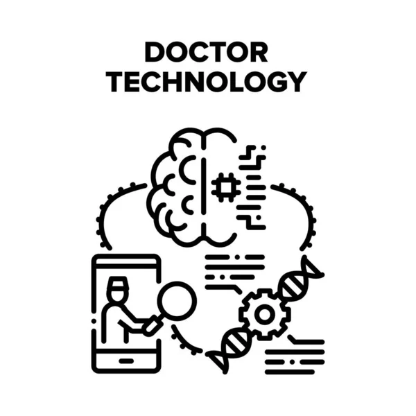 Doctor Innovación Tecnológica Vector Negro Ilustración — Vector de stock