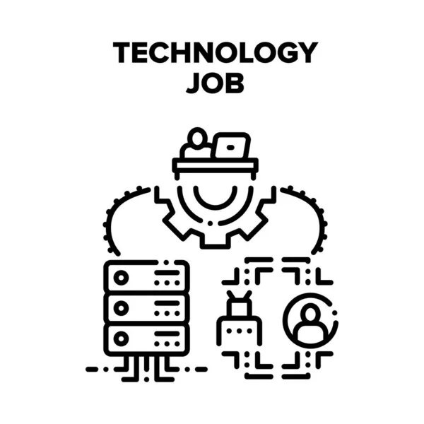 Technologie Vecteur d'emploi Illustration noire — Image vectorielle