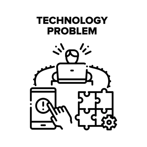 Problema de Tecnología Resolver Vector Negro Ilustración — Vector de stock