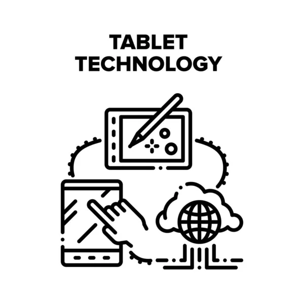 Tablet-Technologie Device Vector Black Illustration — Stockvektor