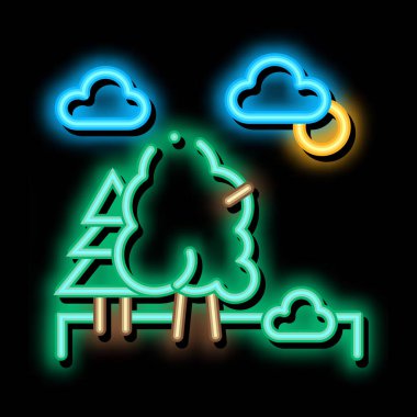 Çeşitli Orman neon ışığı vektörü. Parlak simge, Değişik Ormanlar işareti. şeffaf sembol çizimi
