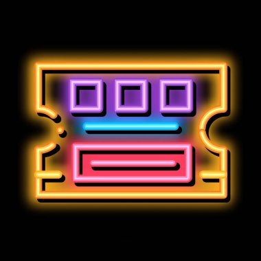 Piyango bileti neon ışığı vektörü. Parlak ikon piyango bileti tabelası. şeffaf sembol çizimi