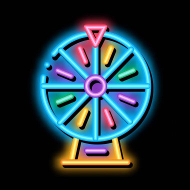 Çarkıfelek neon ışığı vektörü. Parlak ikon Çarkıfelek işareti. şeffaf sembol çizimi