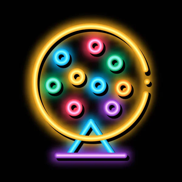 Lotterie Trommel Neonlicht Signalvektor Leuchtend Helles Symbol Lottery Drum Zeichen — Stockvektor