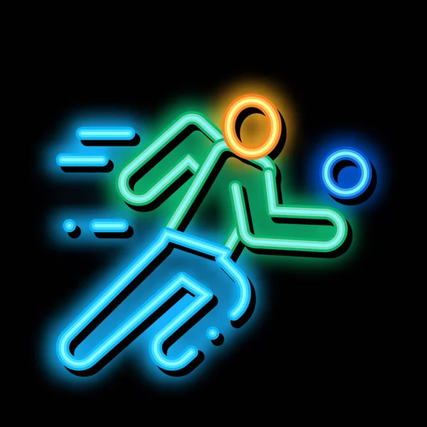 Volleyball Player Run Neon Light Sign Vector Glowing Bright Icon — Stock Vector