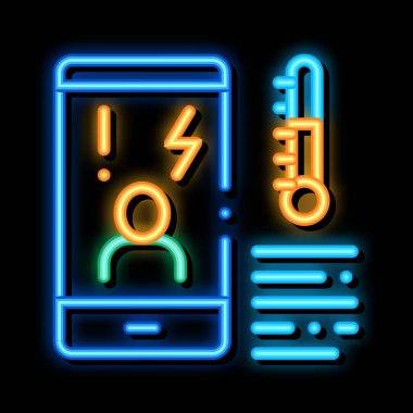 Sıcaklık Telefonu neon ışığı vektörü. Parlak ikon Sıcaklık Telefon işareti. şeffaf sembol çizimi