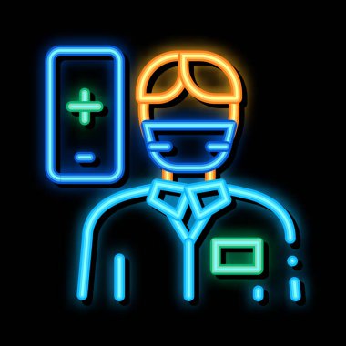 Doktor İnsan neon ışığı vektörü. Parlak ikon Doktor İnsan işareti. şeffaf sembol çizimi