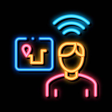 Çevrimiçi Navigator neon ışığı vektörü. Parlak ikon Çevrimiçi Navigator işareti. şeffaf sembol çizimi