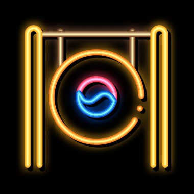 Güney Kore Gong neon ışığı vektörü. Işıldayan parlak ikon Güney Kore Gong işareti. şeffaf sembol çizimi