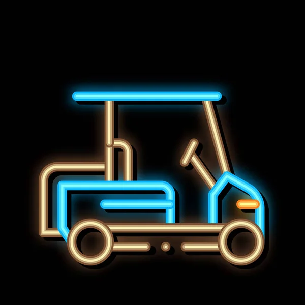 Caddy Golf Car Neon Light Sign Vector Glowing Bright Icon — Stock Vector