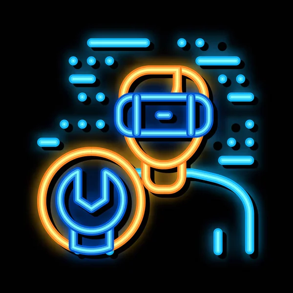 Glasses Repair Neon Light Sign Vector 약자이다 Glowing Bright Icon — 스톡 벡터