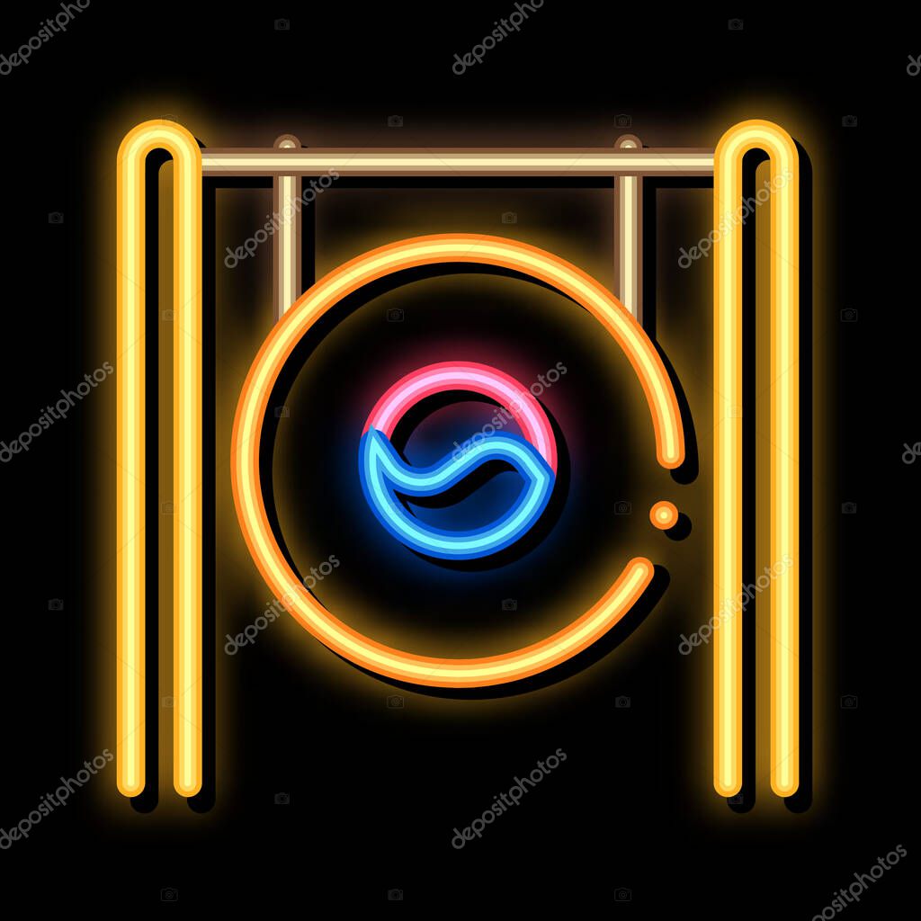 South Korea Gong neon light sign vector. Glowing bright icon South Korea Gong sign. transparent symbol illustration