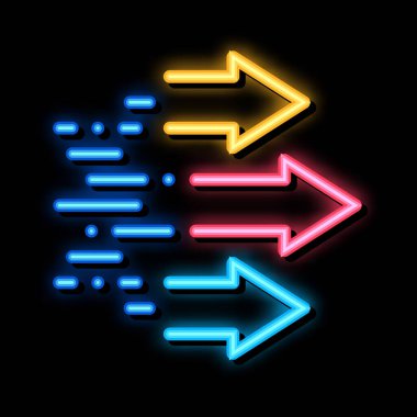Speed Arrows 'un ışıklı işaret vektörü. Parlak simge Speed Arrows işareti. şeffaf sembol çizimi
