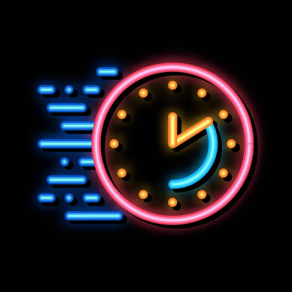 Time Expiration Neon Licht Teken Vector Gloeiend Helder Icoon Time — Stockvector