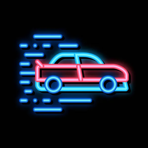 Coche Alta Velocidad Vector Señal Luz Neón Icono Brillante Brillante — Vector de stock