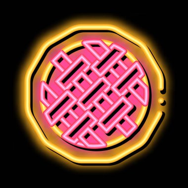 Turta Doldurulmuş Et veya Reçel Gıda Neon ışıklı işaret vektörü. Parlak ikon canlandırma gurmesi Kıtır Turta Lezzetli Tatlı tabelası. şeffaf sembol çizimi