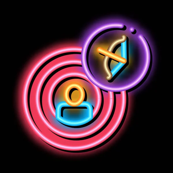 Human Center Target Neon Light Sign Vector Inglês Brilhante Ícone —  Vetores de Stock