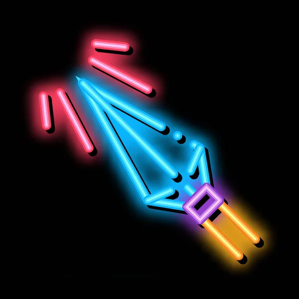 Sharp Arrowhead Okçuluk Neon Işıklı Işaret Vektörü Parlak Simge Metalik — Stok Vektör