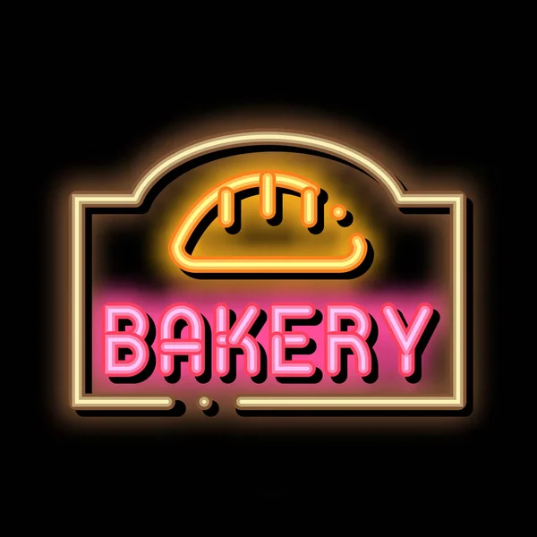 Bakery Bread Shop Nameplate Neon Light Sign Vector Glowing Bright — 스톡 벡터
