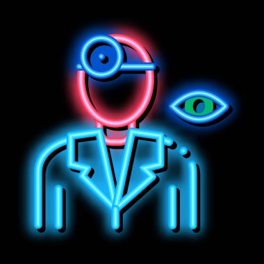 Gözlükçü Doktor Siluet Neon Işıltı ikonu çizimi