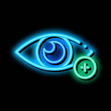 Miyopluk ve Hyperopia neon ışıklı ikon resimleme