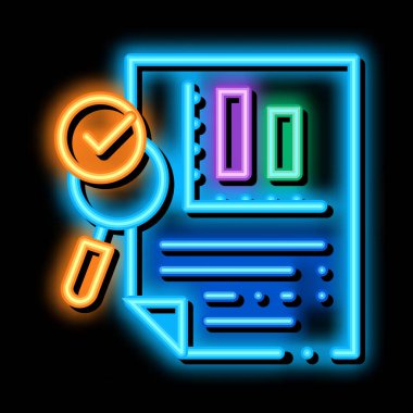 Dosya Bilgisel Araştırma neon parlaklık simgesi illüstrasyonu