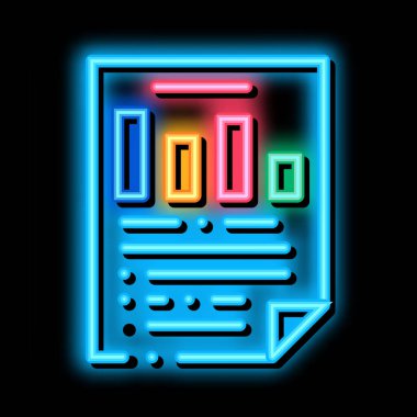 İstatistik Raporu Belgesi neon parlaklık simgesi illüstrasyonu