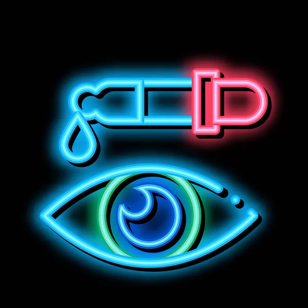 Ögonmedicin Dropper Pipett neon glöd ikon illustration — Stock vektor
