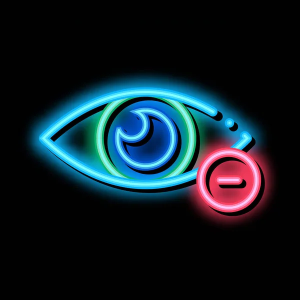 Diopter Myopia Eye Vision neon glöd ikon illustration — Stock vektor