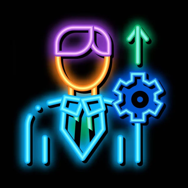 Human Productivity Growth neon glow icon illustration — Stockový vektor