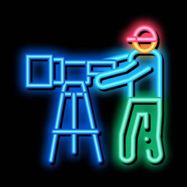 Fotoğraf makineli neon ışıklı insan resimleme