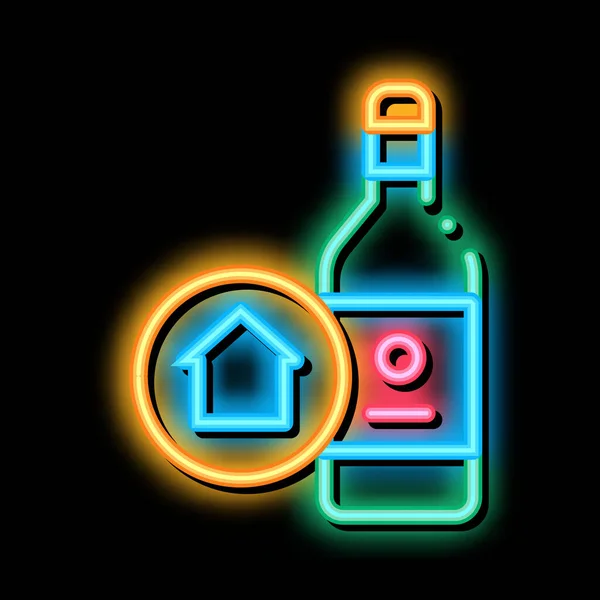 Öl Drick Flaska neon glöd ikon illustration — Stock vektor