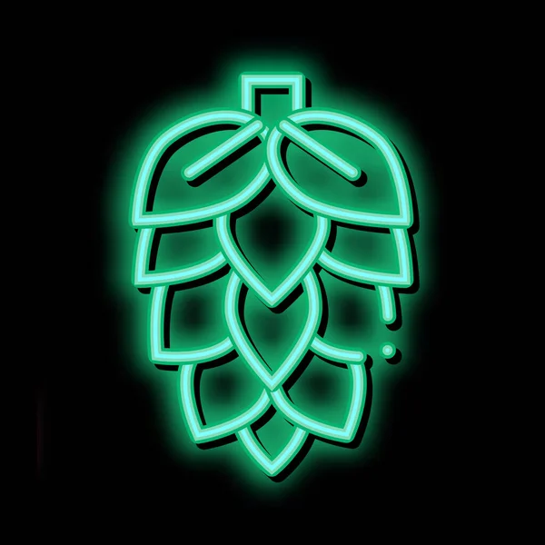 Hops Doğa Bitkisi Neon Işıltı ikonu çizimi — Stok Vektör
