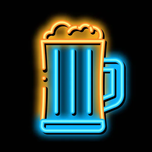 Ilustrasi ikon lampu neon Cup Beer busa - Stok Vektor